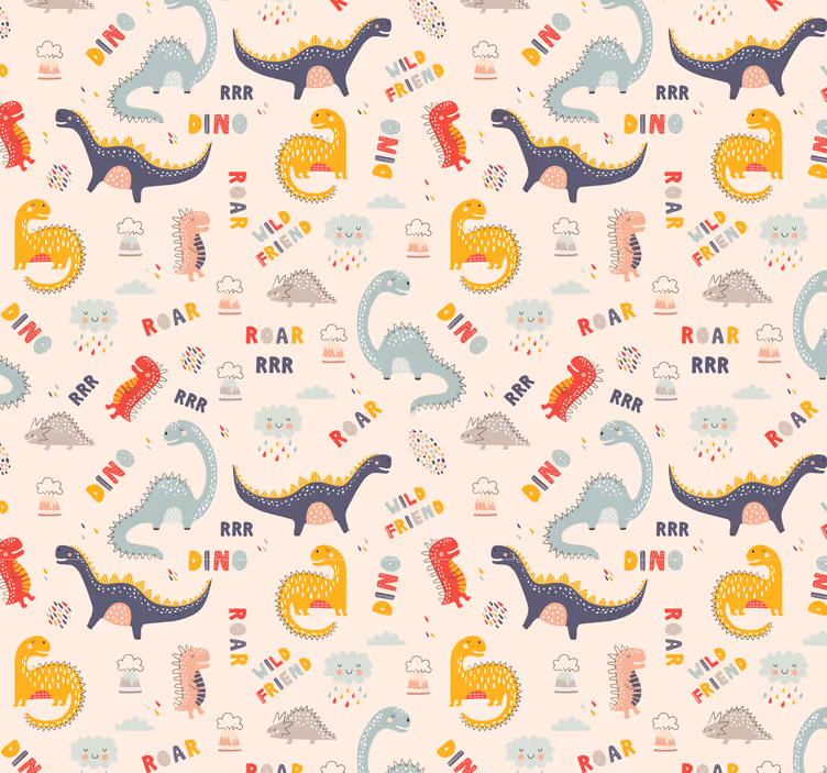 Dinosaurer med tekst tapet til børneværelset - TenStickers
