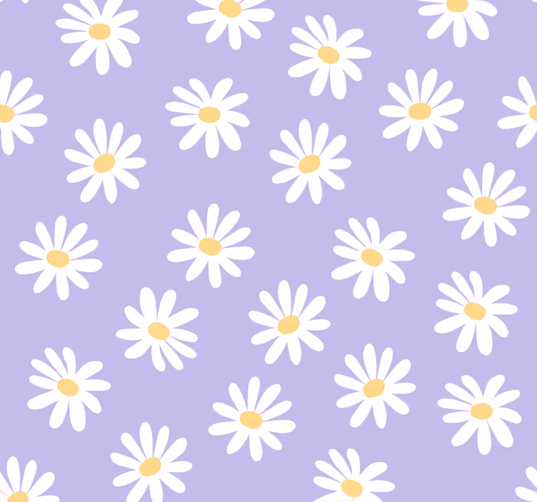 Hvide enkle blomster på lila tapet - TenStickers