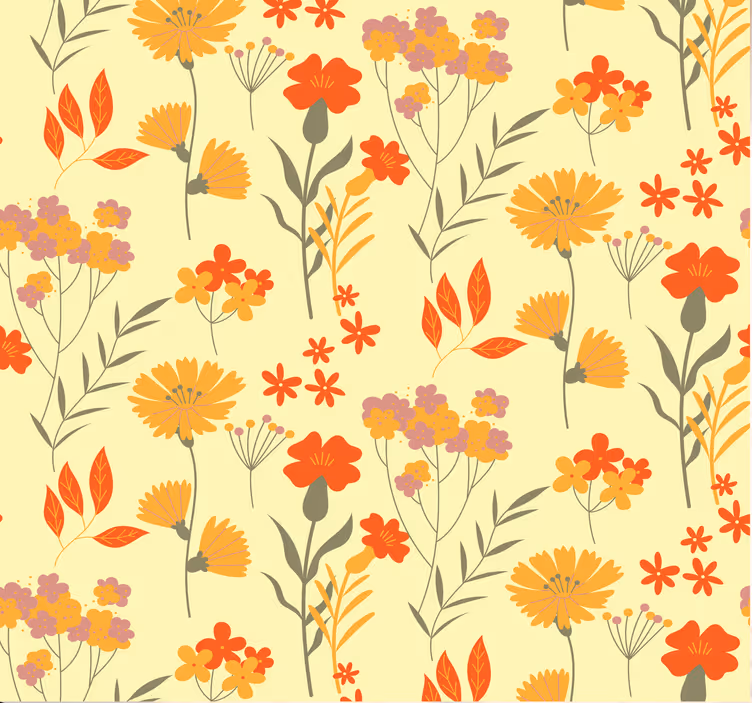 70'erne pop blomster mønster tapet - TenStickers