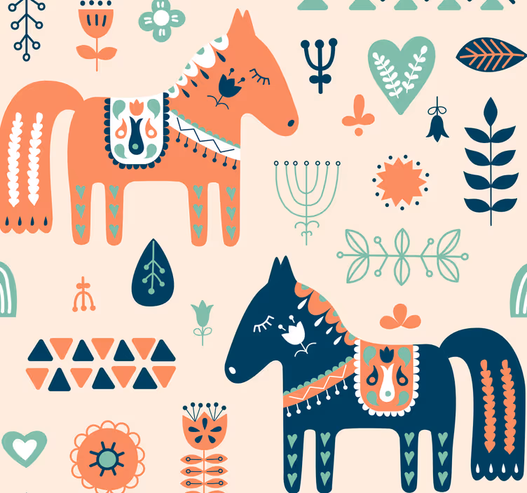Nordisk motiv heste tapet - TenStickers