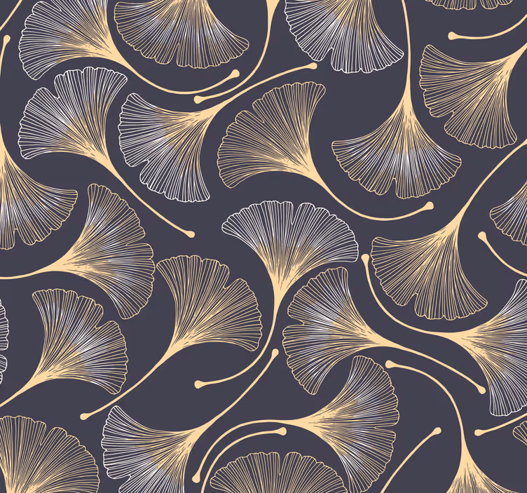 Ginkgo blade vifteformet moderne tapet - TenStickers