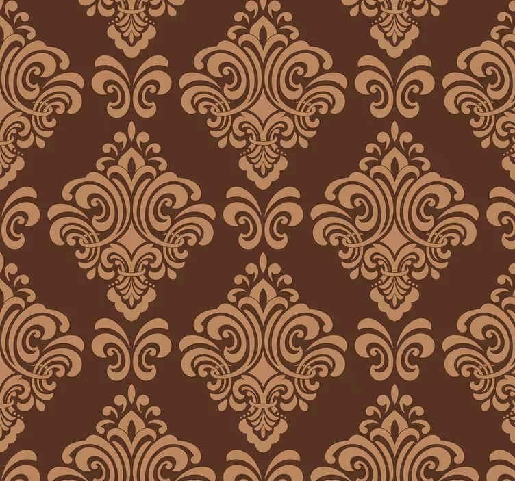 Brun damask stil klassisk tapet - TenStickers
