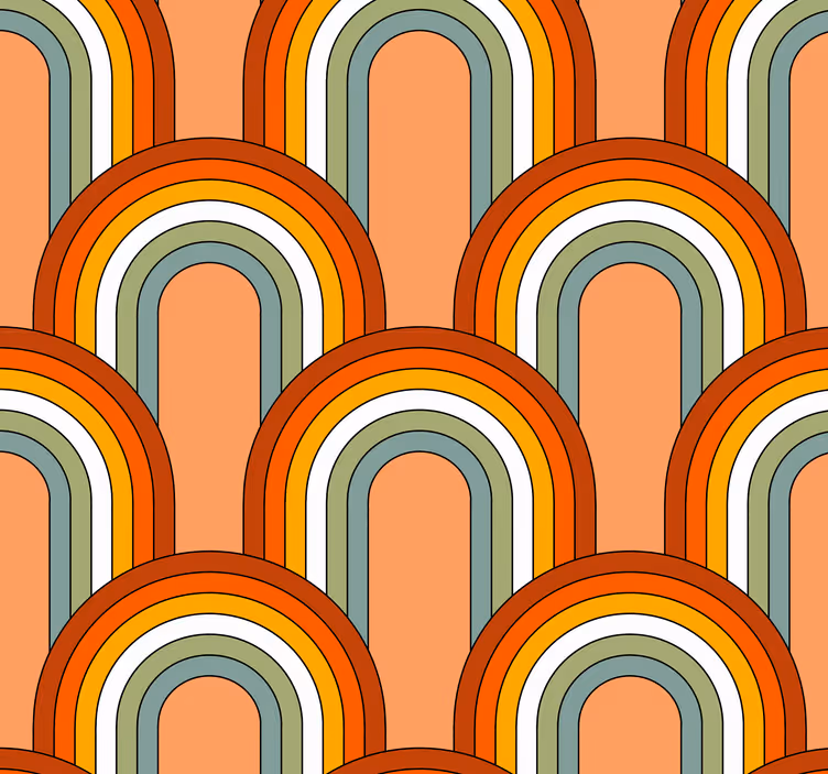 Regnbue-lignende 70'er-mønster retro tapet - TenStickers
