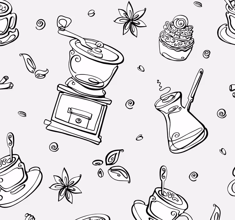Varm kaffe skitse køkken tapet - TenStickers