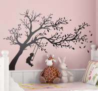 Efterårs wallsticker træ dreng