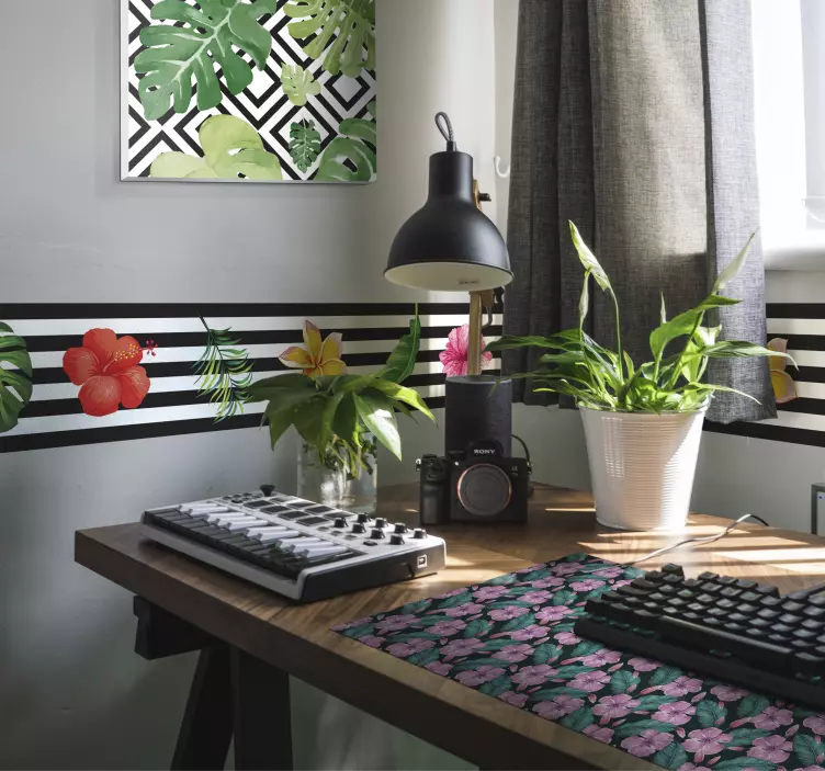 Store tropiske blomster musematte - TenStickers