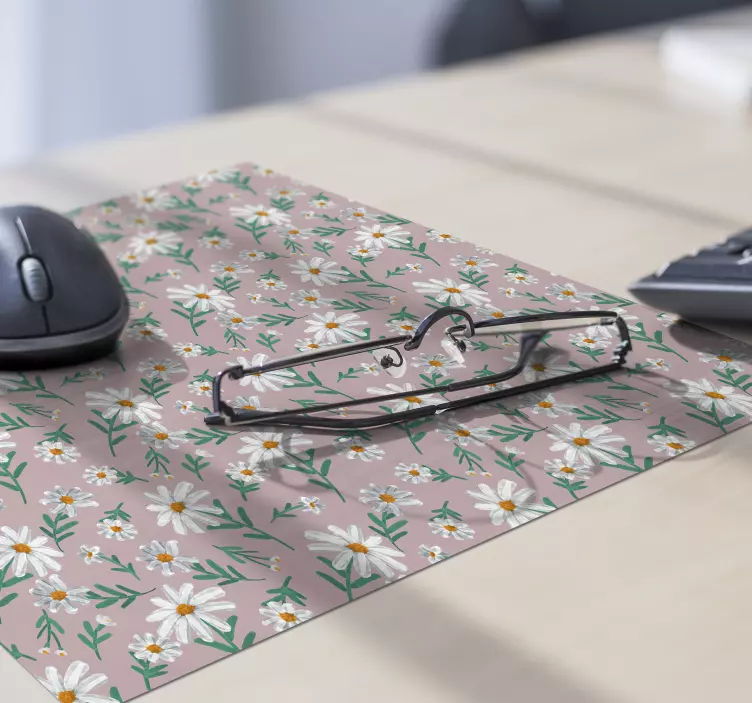 70-tallet daisy blomst pink lyserød musematte - TenStickers