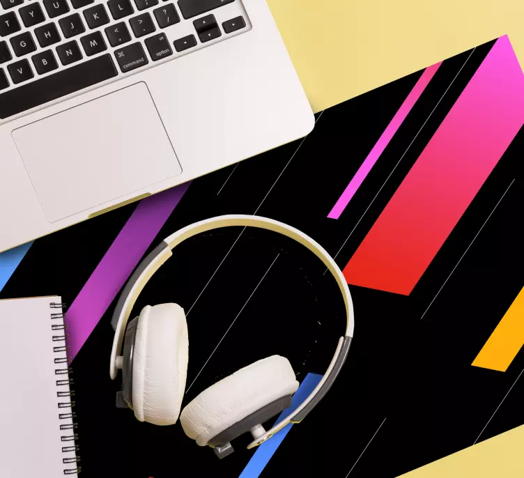 Diagonale farverige striber gaming musemåtte - TenStickers