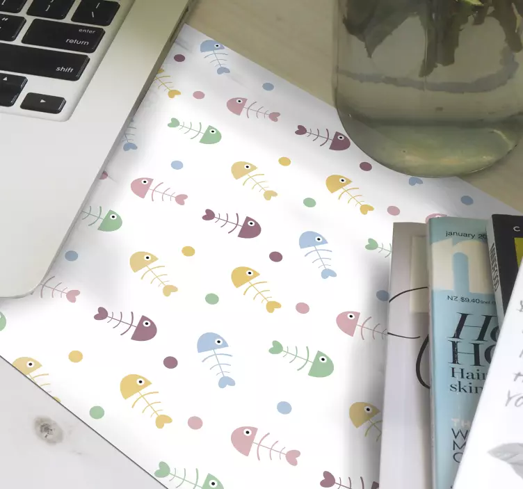 Fiskeben mønster fisk musematte - TenStickers