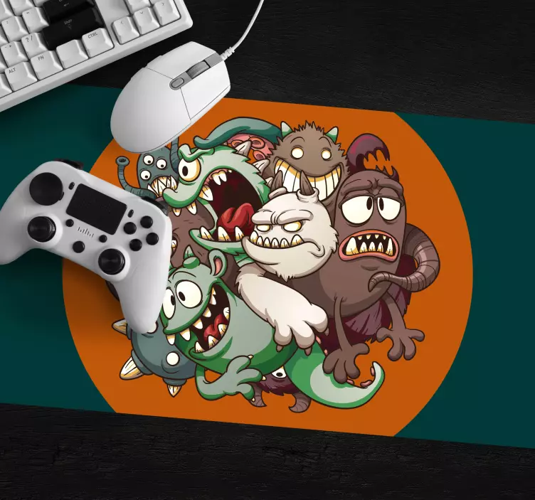 Flerfarvet monster gaming musemåtte - TenStickers
