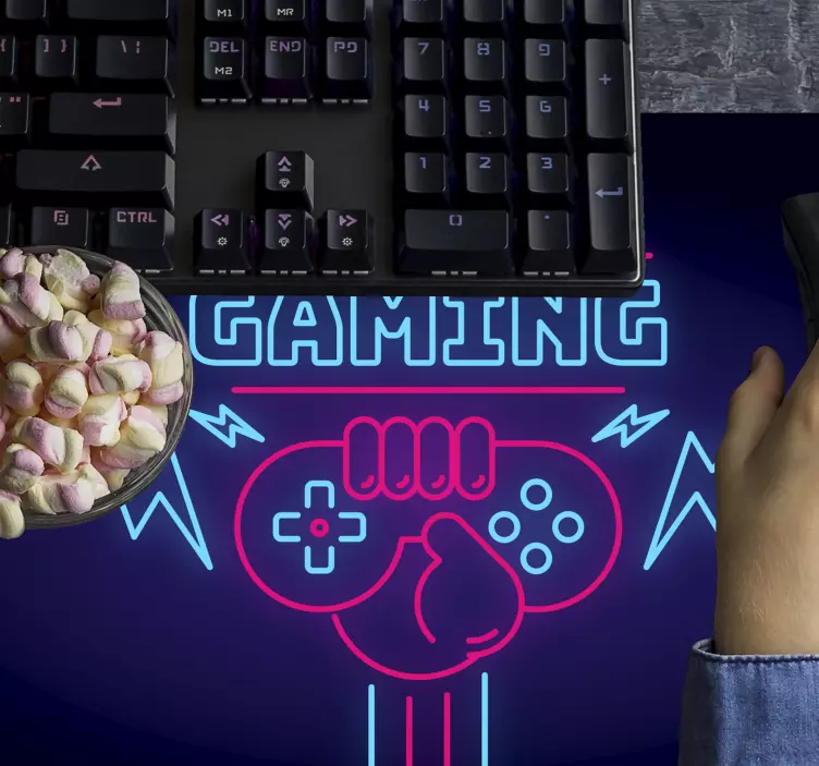 Gaming logo med neonlys musemåtte - TenStickers