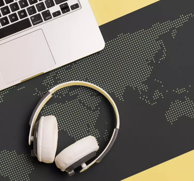 Grå pixel verdenskort musemåtte - TenStickers