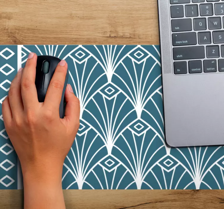 Blå og hvid art deco original musemåtte - TenStickers