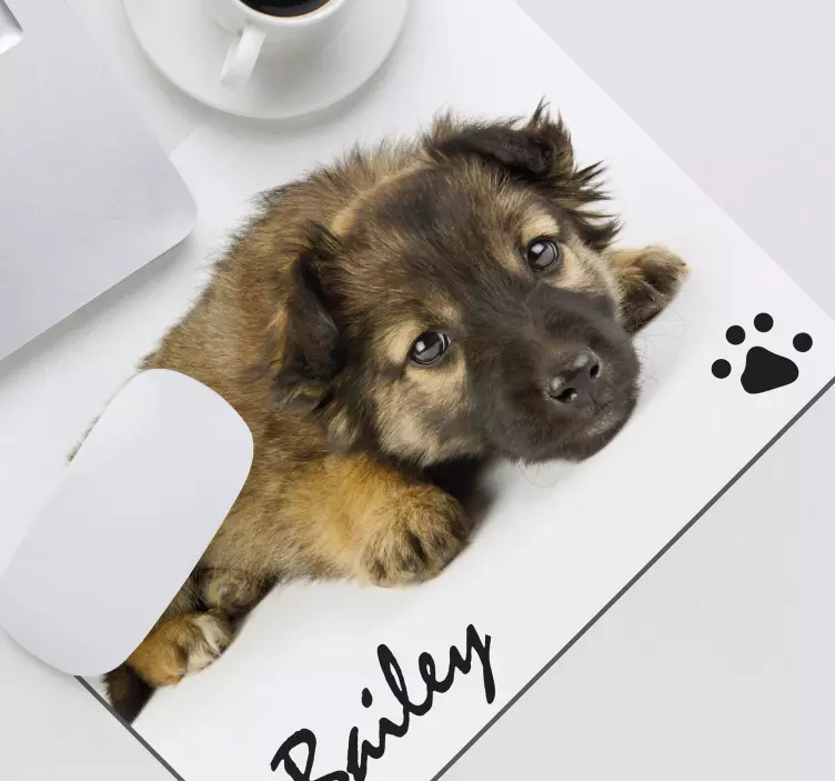 Personlig hund foto og navn musemåtte - TenStickers