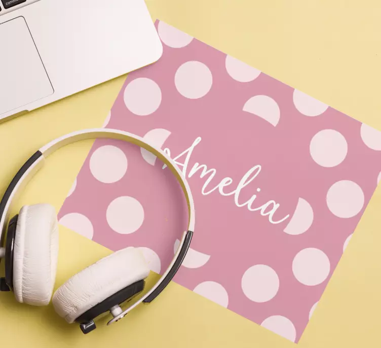 Plettet pink navn personlig musemåtte - TenStickers