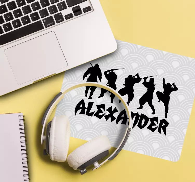 Sæt ninja silhouette gaming musemåtte - TenStickers