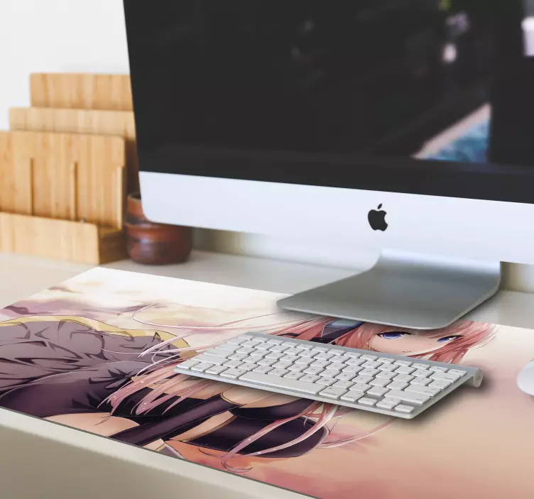 Sexi pige med lyserødt hår anime musemåtte - TenStickers