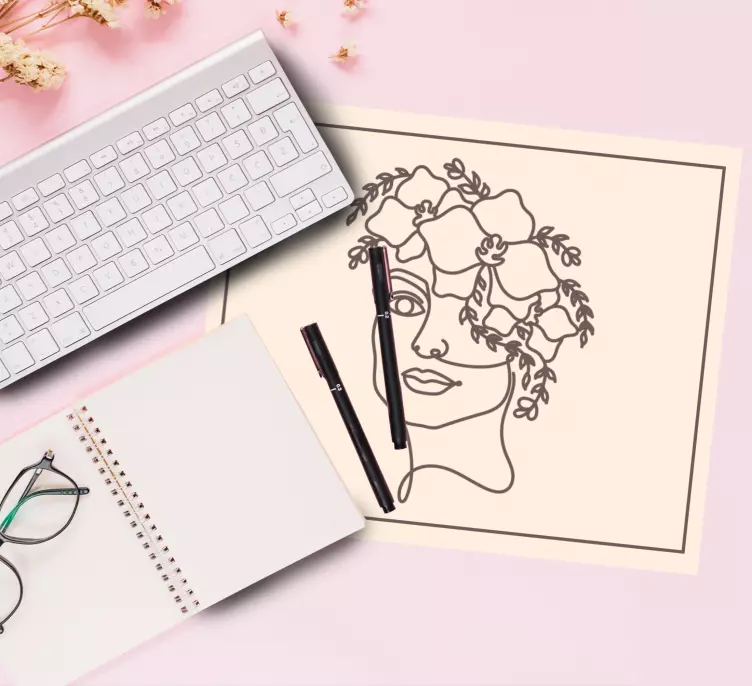 Silhuet minimalistisk sød kvinde musemåtte - TenStickers