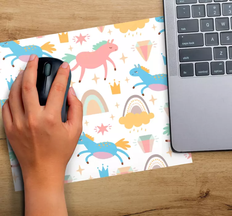 Søde enhjørninger regnbue motiv original musemåtte - TenStickers