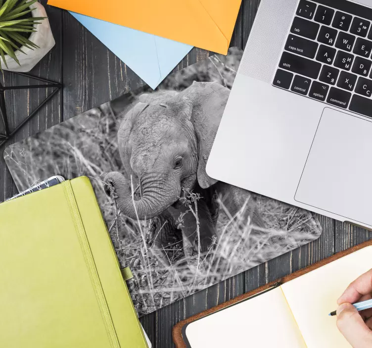 Sort og hvid elefant original musemåtte - TenStickers