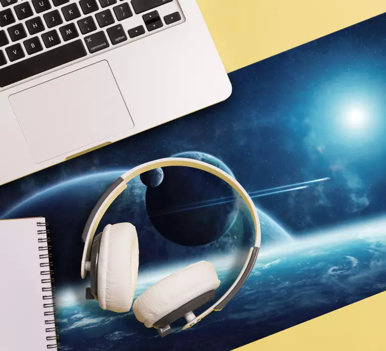 Sunrise planet system space 3d gaming musemåtte - TenStickers