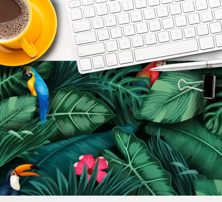 Træer og små fugle musemåtte mønster - TenStickers