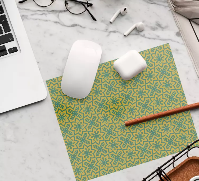 Vintage grøn og gul flise musemåtte mønster - TenStickers