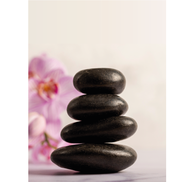 Zen-bambus og lyserøde orkideer rullegardin til badeværelse - TenStickers