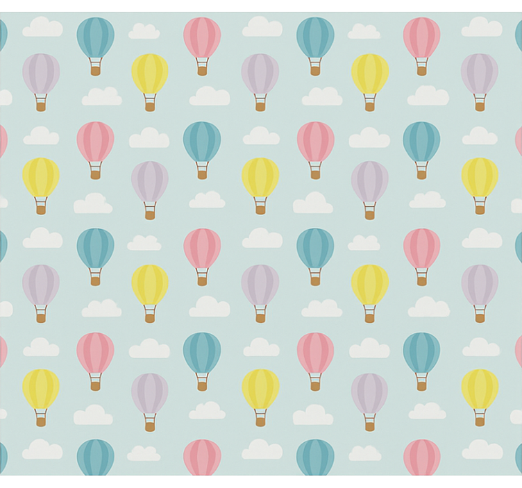 Blå varmluftballoner mørklægningsgardiner børn - TenStickers