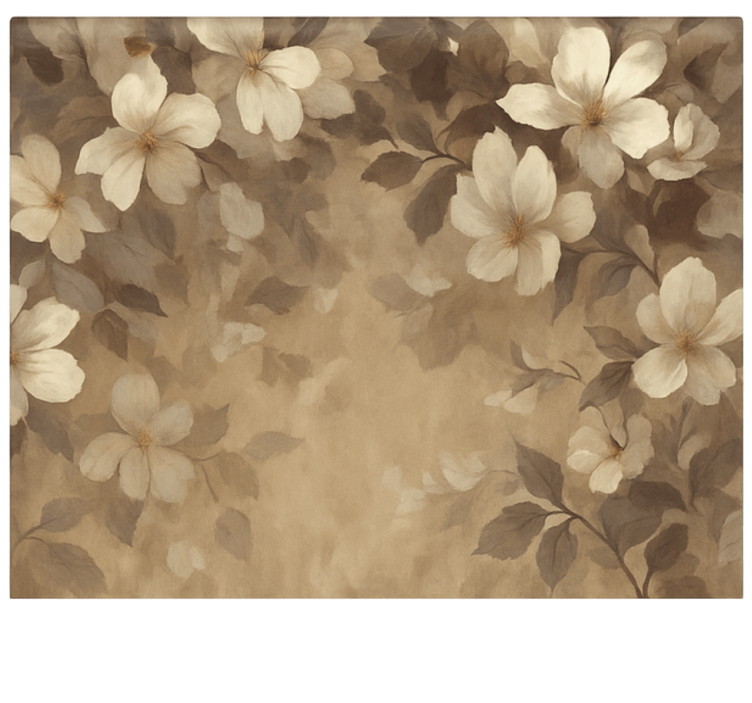 Beige malede blomster rullegardiner til stue - TenStickers