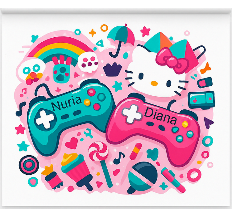 Brugerdefinerede kitty-controllere nørdede rullegardiner - TenStickers