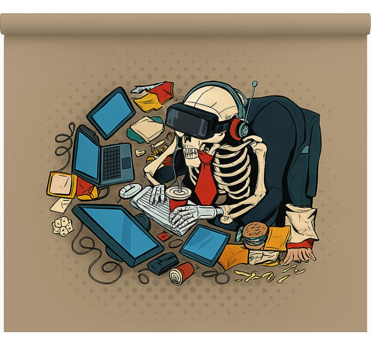 Skelet retro gamer nørdede rullegardiner - TenStickers