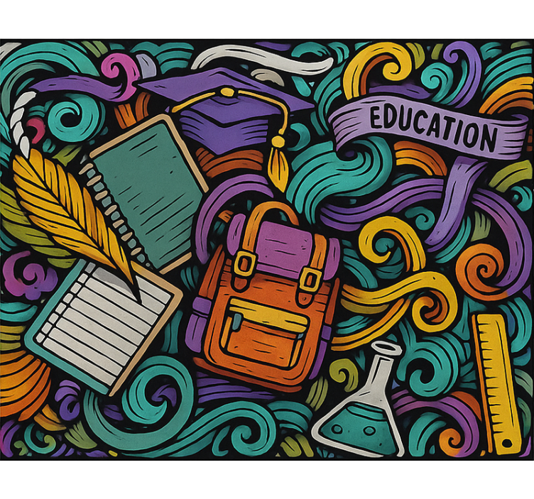 Farverige abstrakte objekter rullegardin teenager - TenStickers