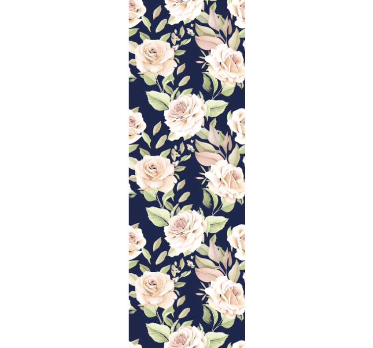 Rullegardin køkken vintage rosemønster på blå baggrund - TenStickers