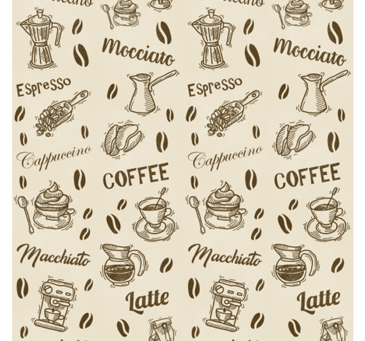 Rullegardin køkken 3d kaffemønstre med navne - TenStickers