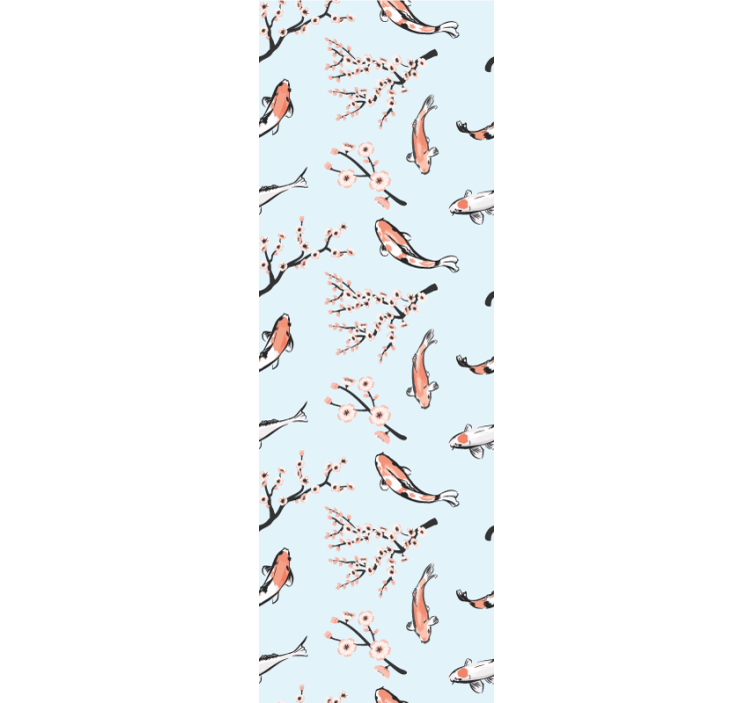 Moderne rullegardiner med koi fisk og kirsebærgrene - TenStickers