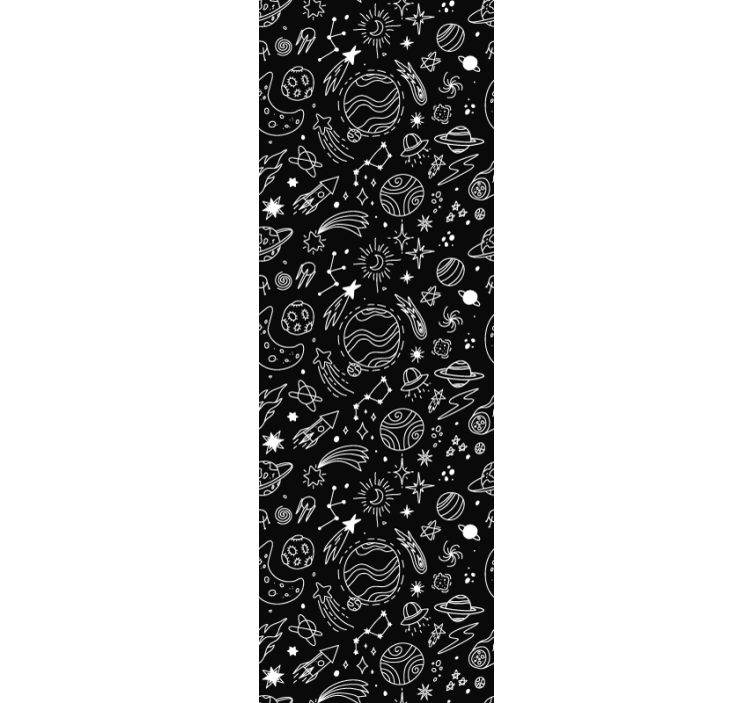 Moderne rullegardiner med sort-hvide kosmiske illustrationer - TenStickers