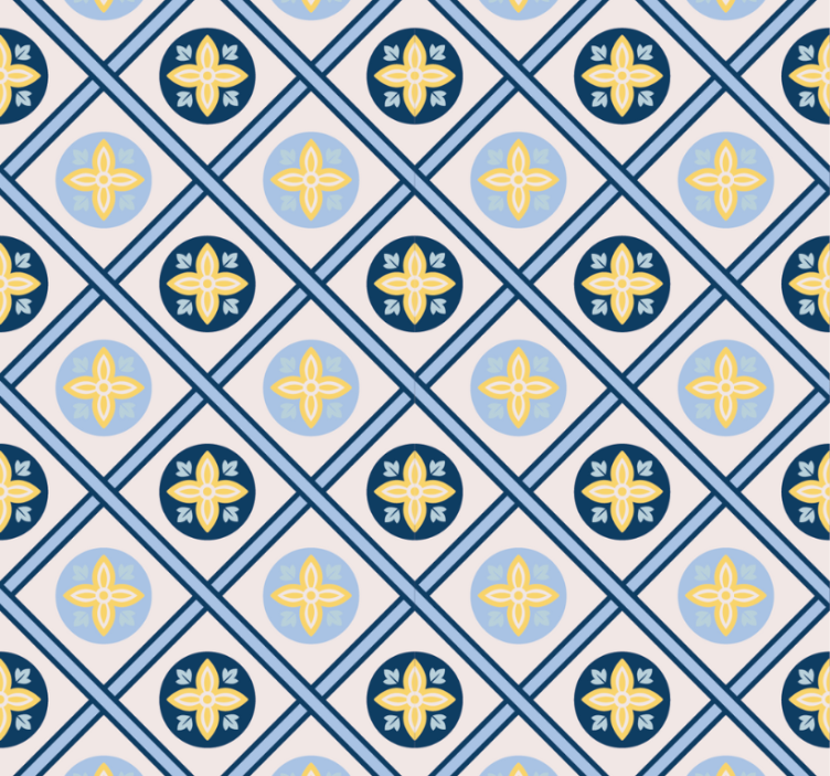 Moderne rullegardiner i babyblå og gule fliser - TenStickers