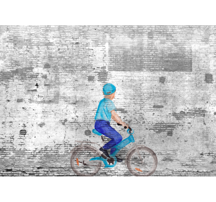 Rullegardin køkken børn på cykel graffiti - TenStickers