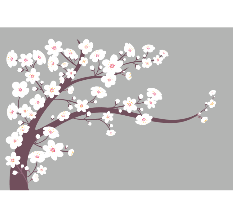 Rullegardin køkken hvide blomster på grå baggrund - TenStickers
