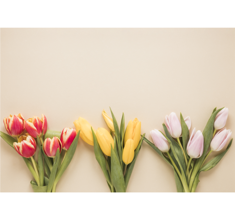 Rullegardin køkken med tre forskellige farver blomster - TenStickers