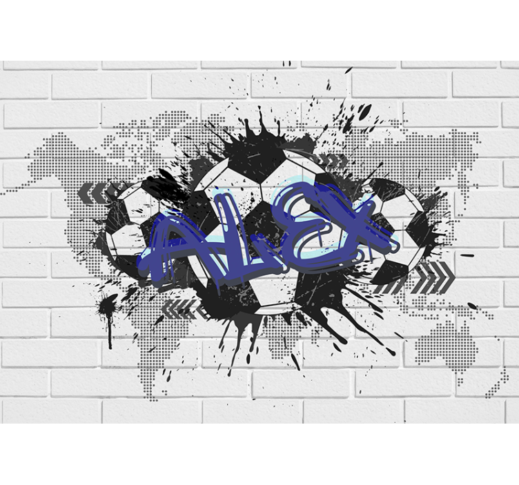 Hvid rullegardin fodbold graffiti - TenStickers