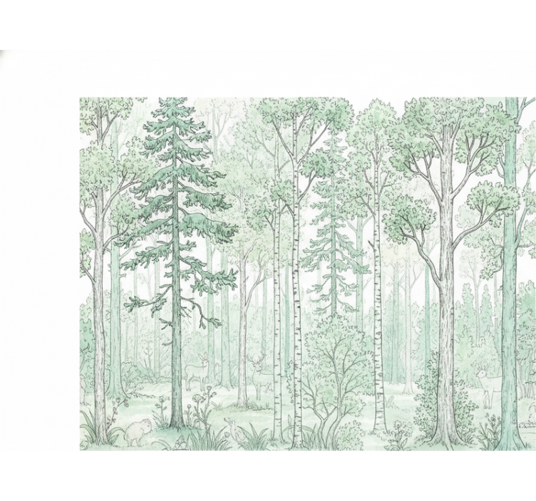 Hvid rullegardin mint skovskitse - TenStickers