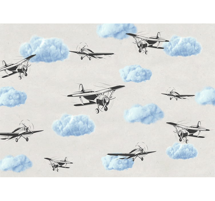 Hvid rullegardin flyvemaskiner i himlen - TenStickers
