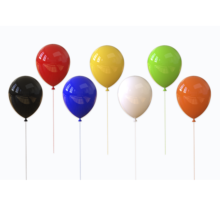 Hvid rullegardin 3d realistisk ballonfarvet - TenStickers