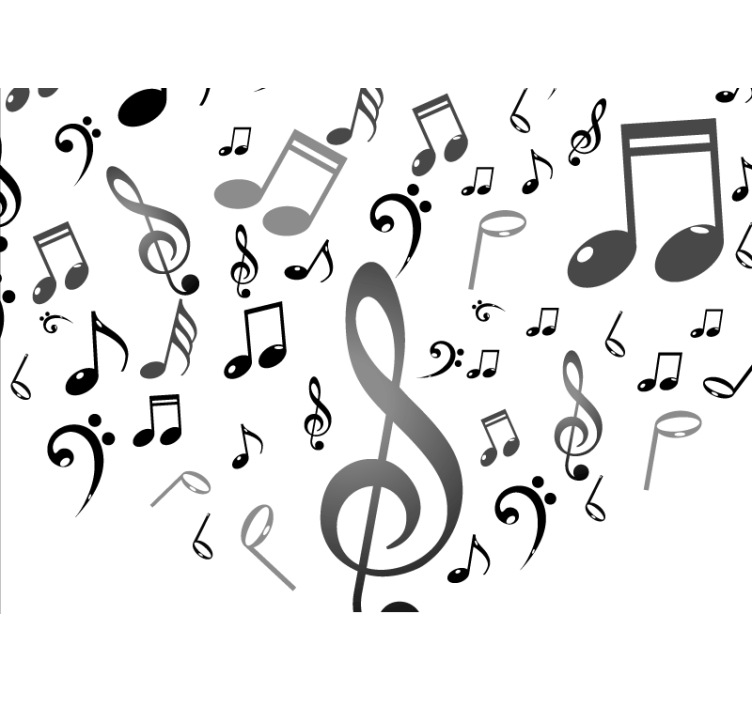 Hvid rullegardin med musiknoter - TenStickers