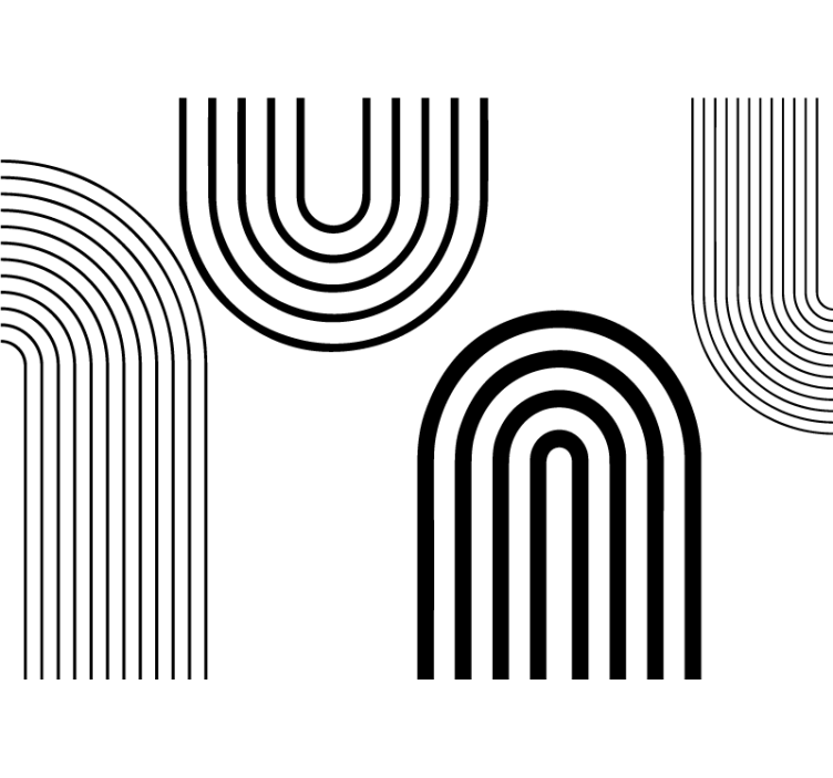 Hvid rullegardin med tynde minimalistiske sorte buer - TenStickers