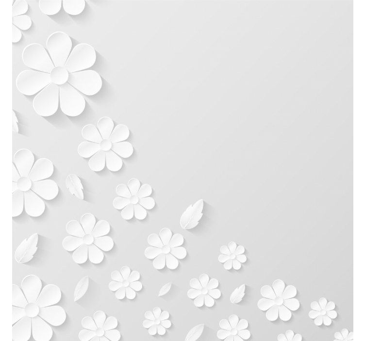 Hvid rullegardin med blomster på papir baggrund - TenStickers