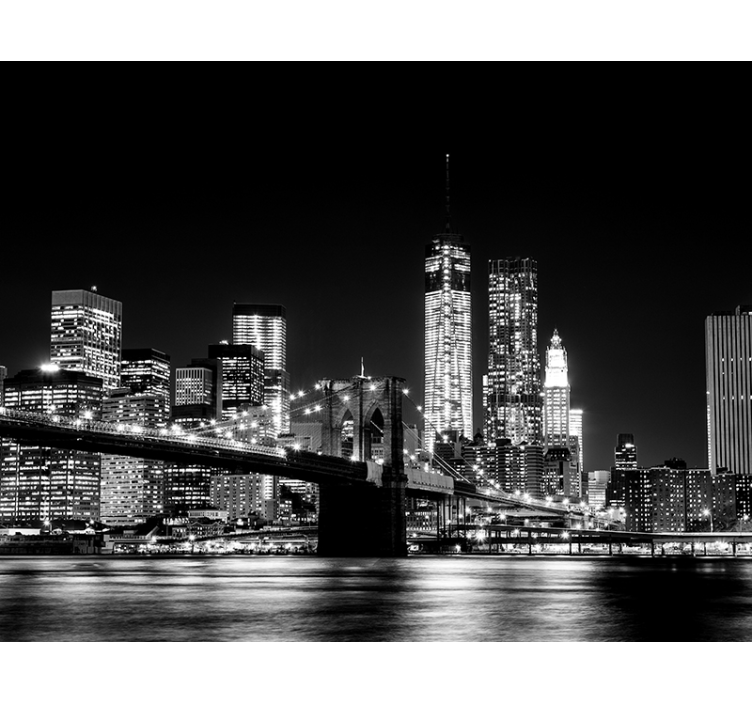 Sort rullegardin fotomural new york Østflod - TenStickers