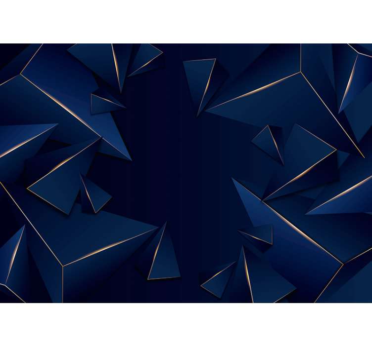 Sort rullegardin med blå og gylden geometrisk mønster - TenStickers